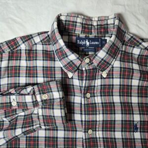 Vintage Ralph Lauren  Long‎ Sleeve Button Down Shirt Mens XL Plaid